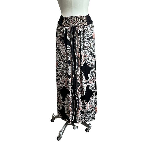 Venus Paisley Low Rise Gypsy Boho Festival Maxi Skirt Size M - Picture 1 of 10
